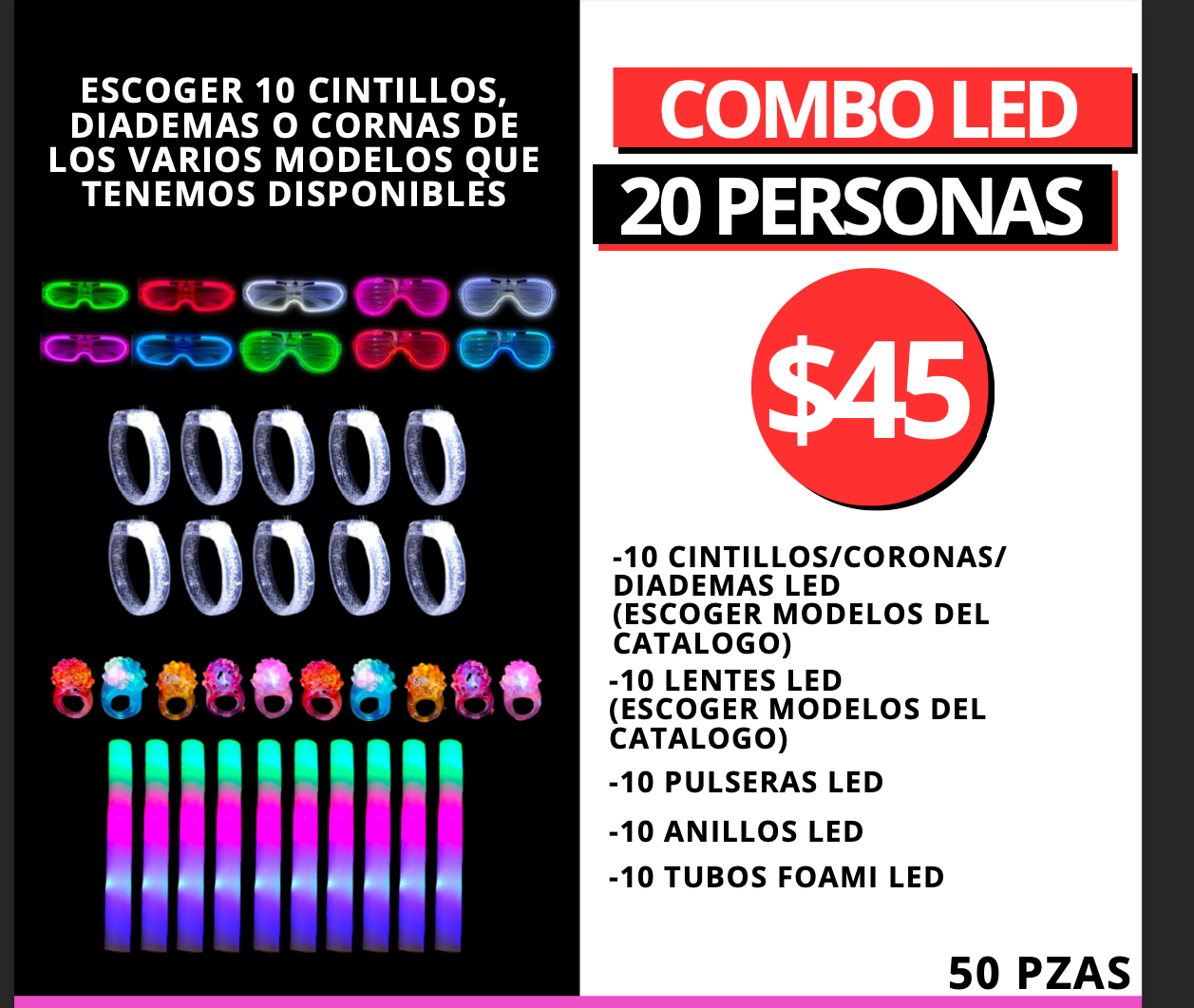 Combo Para 20 Personas LED